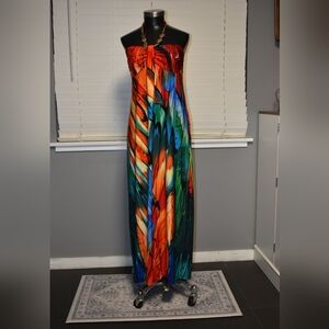 Valerie Bertinelli Multicolor Strapless Maxi Dress